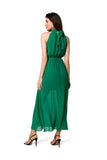Romantic Chiffon Midi Dress with Halter Neckline & Slit