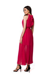 Romantic Chiffon Midi Dress with Halter Neckline & Slit