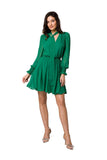 Elegant Chiffon Mini Dress with Tied Sash and Frills