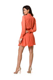 Chic Chiffon Mini Dress with Tied Sash and Frill Sleeves