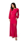 Chiffon Maxi Dress with Open Back and Boning for Events