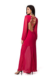 Chiffon Maxi Dress with Open Back and Boning for Events