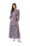 Floral Chiffon Dress with Open Back for Special Occasions