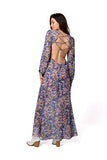 Floral Chiffon Dress with Open Back for Special Occasions