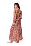 Floral Chiffon Dress with Open Back and Boning
