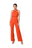 Elegant Open Shoulder Jumpsuit with Interlaced Front