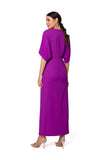 Elegant Long Evening Dress with Deep V Neckline and Slit