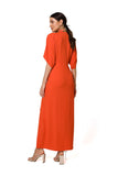 Elegant High Slit Evening Dress with Kimono Sleeves