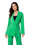 Flowing Fabric Jacket with Belt for Bold Femininity