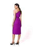 Alluring One-Shoulder Draped Dress with Tie Belt