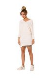 Kimono Sleeve V-Neck Dress with Logo Piping
