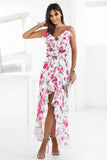 Delicate Floral Chiffon Dress with Ruffles and Adjustable Straps