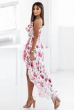 Delicate Floral Chiffon Dress with Ruffles and Adjustable Straps