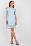 Elegant Cocktail Dress with Openwork Sleeves and Trim