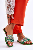 Decorative Women's Flip-Flops with Rhinestones & Eco Leather