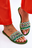 Decorative Women's Flip-Flops with Rhinestones & Eco Leather