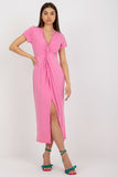 Straight Cut Dress with Heart Neckline and Short Sleeves