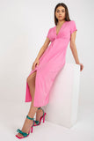 Straight Cut Dress with Heart Neckline and Short Sleeves
