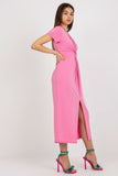 Straight Cut Dress with Heart Neckline and Short Sleeves