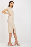 Fitted Short Sleeve Dress with Decorative Waist Crease