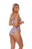 Vivid Geometric Pattern Bikini Bra for Curvy Women