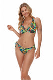 Exotic Leaf Print Bikini Bra in Vibrant Colors