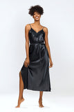 Satin Slip with Lace Trim and Adjustable Belt