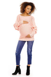 Cozy Oversized Pregnancy Sweater with Ribbed Hem