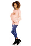 Cozy Oversized Pregnancy Sweater with Ribbed Hem