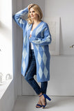 Geometric Pattern Long Sleeve Unbuttoned Cardigan