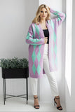 Geometric Pattern Unbuttoned Long Sleeve Cardigan Sweater