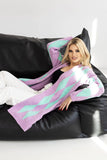 Geometric Pattern Unbuttoned Long Sleeve Cardigan Sweater