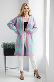 Geometric Pattern Unbuttoned Long Sleeve Cardigan Sweater