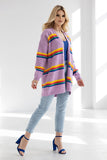 Colorful Striped Loose Cut Cardigan with Long Sleeves
