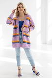 Colorful Striped Loose Cut Cardigan with Long Sleeves