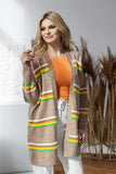 Loose Cut Long Sleeve Striped Cardigan Sweater