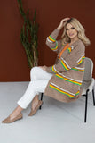 Loose Cut Long Sleeve Striped Cardigan Sweater