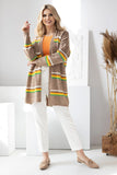 Loose Cut Long Sleeve Striped Cardigan Sweater