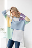 Colorful Block Pattern Loose-Fitting Long Sleeve Sweater