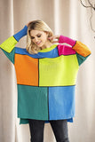 Colorful Block Pattern Loose-Fitting Long Sleeve Sweater
