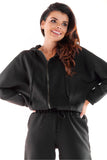 Sporty Relaxed Hooded Sweatshirt with Zipper Closure