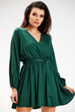 Elegant Mini Dress with Long Sleeves and Belted Waist