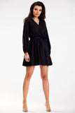 Elegant Mini Dress with Long Sleeves and Belt