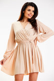Elegant Mini Dress with Long Sleeves and Belt