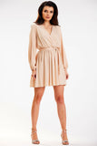 Elegant Mini Dress with Long Sleeves and Belt