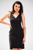 Fitted Feminine Dress with Decorative Shoulder Binding