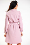 Stylish Mini Dress with Roll-Up Sleeves and Belt
