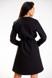 Chic Mini Dress with Roll-Up Sleeves and Belted Waist