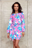 Charming Mini Dress with Teardrop Neckline and Tie Waist