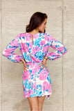 Charming Mini Dress with Teardrop Neckline and Tie Waist